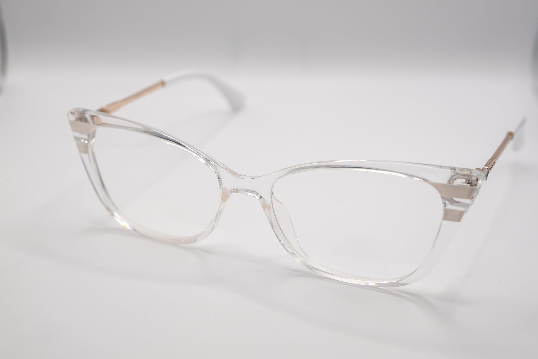 Armação ANA VIEL em - Acetato - Hastes Metal Dourada - Cor Transparente