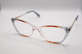 Armação ANA VIEL em Acetato - Hastes Metal Dourada - Cor Marrom e Cinza Transparente