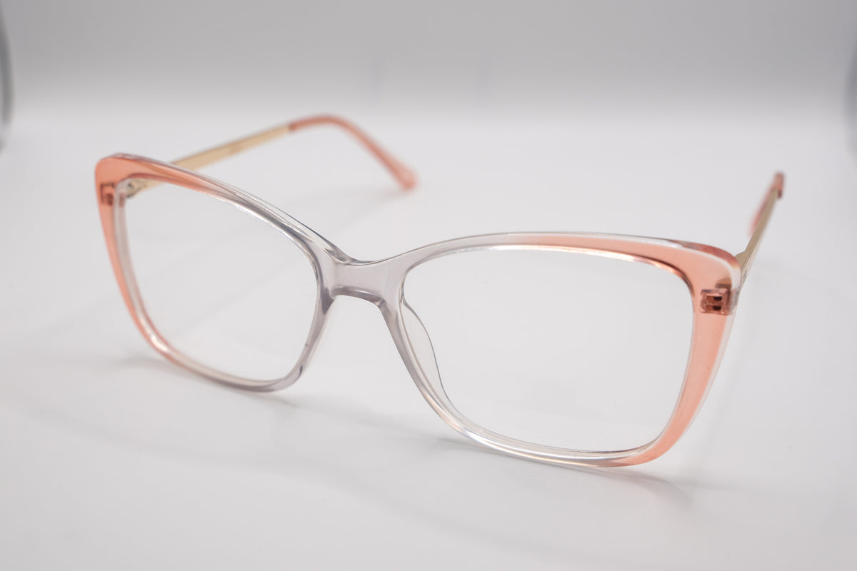 Armação ANA VIEL em Acetato com Hastes Metal Dourada - Cor Rose