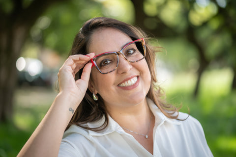 Armação ANA VIEL em Acetato - Cor Transparente com Haste Cinza