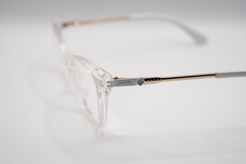 Armação ANA VIEL em - Acetato - Hastes Metal Dourada - Cor Transparente