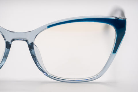 Armação ANA VIEL - Acetato - Clip-On - Cor Azul Petróleo