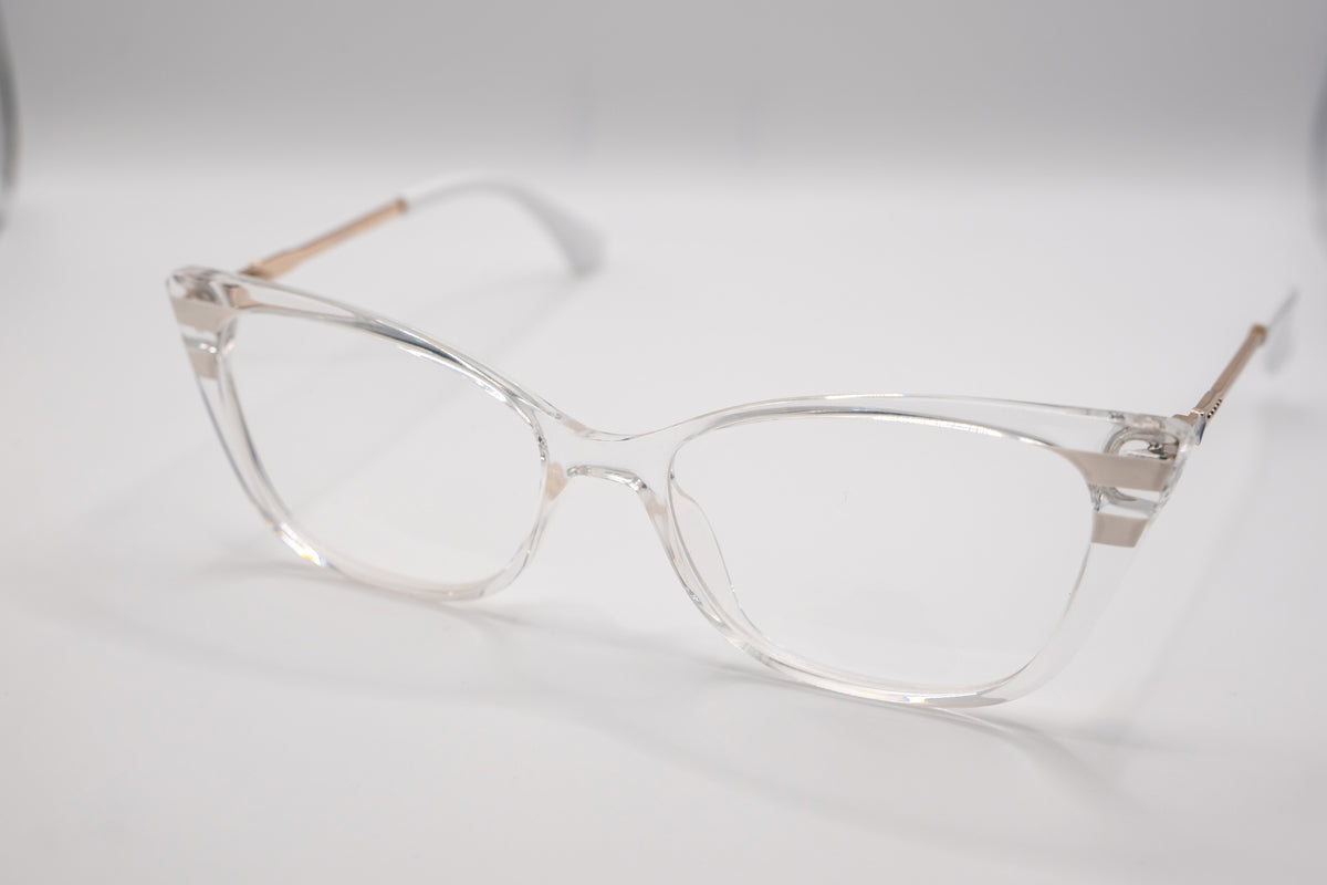 Armação ANA VIEL em - Acetato - Hastes Metal Dourada - Cor Transparente